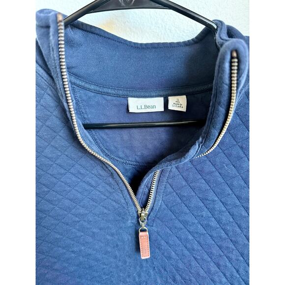 L.L Bean Women's Navy Blue Quilted Quarter Zip Pullover Sweatshirt Size Small - Picture 2 of 5